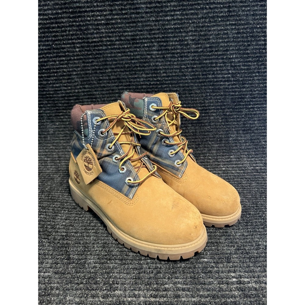 Timberland Heritage 6" Water Resistant Camo Plaid Boots Size 3.5 TimberDry